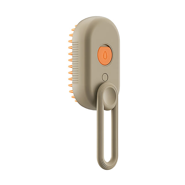 Anti-static steamy pet brush ideal for detangling fur and reducing static electricity.