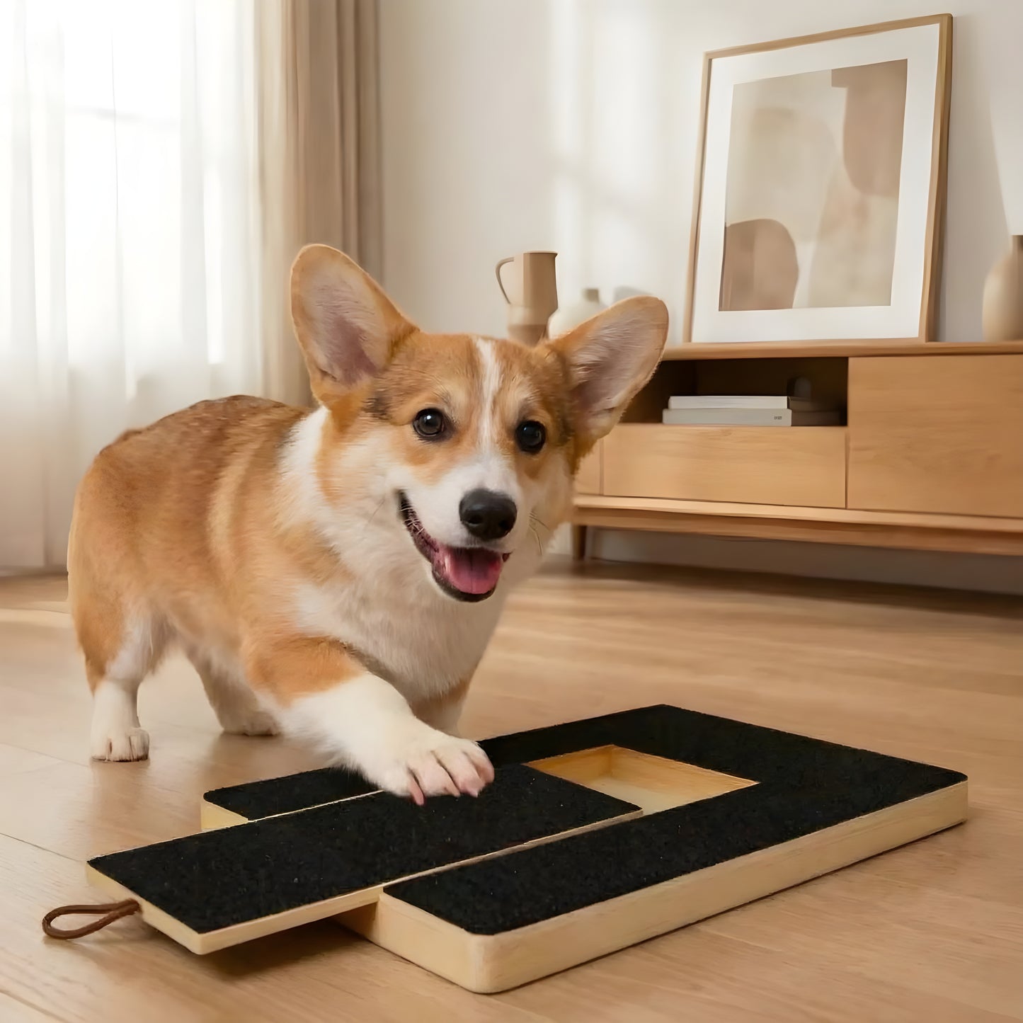 Wooden Dog Nail Scratch Board with Treat Box
