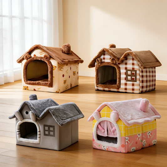 Foldable winter dog house villa designed for maximum warmth and comfort.
