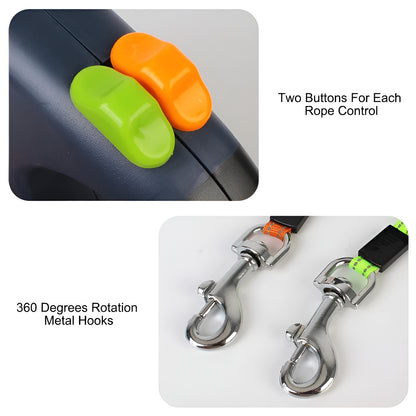 Retractable dog leash with built-in LED light for safe and convenient evening strolls.