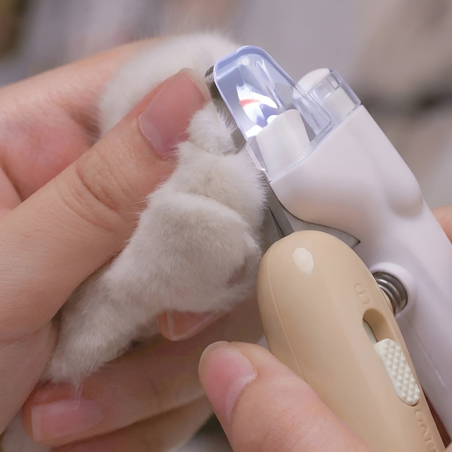 Professional pet nail clipper with LED light for safe trimming, available at Pawlany