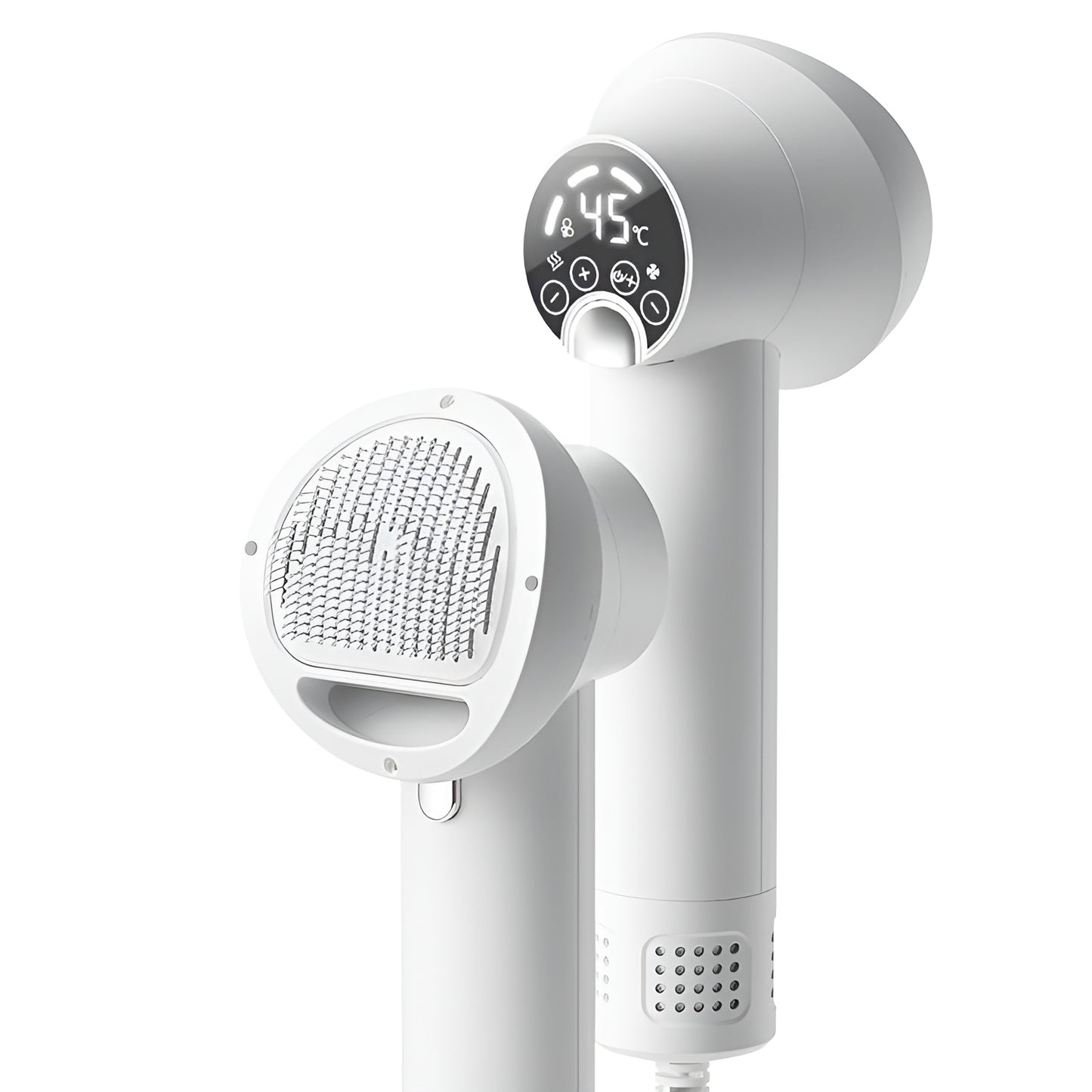 Portable pet grooming blow dryer with adjustable temperature for sensitive skin.