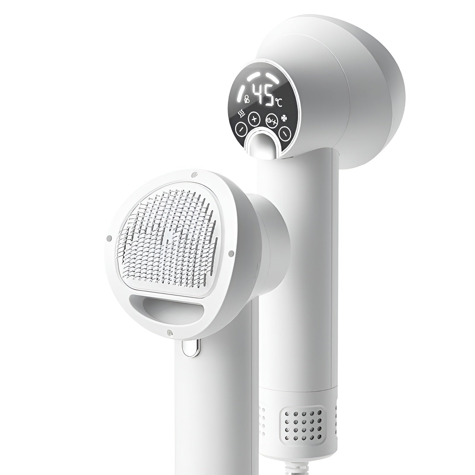 Portable pet grooming blow dryer with adjustable temperature for sensitive skin.