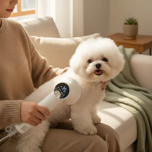 Smart 2-in-1 pet hair dryer and grooming comb for quick and safe drying.