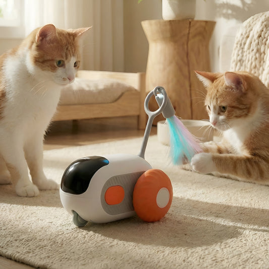 Smart remote control interactive cat car toy for indoor exercise and entertainment.