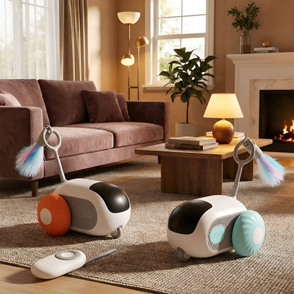 USB rechargeable interactive pet toy car for long-lasting playtime sessions.